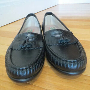 Women's Black SAS Penny Loafers Wedges Slip On Shoes Size 10 M EUC